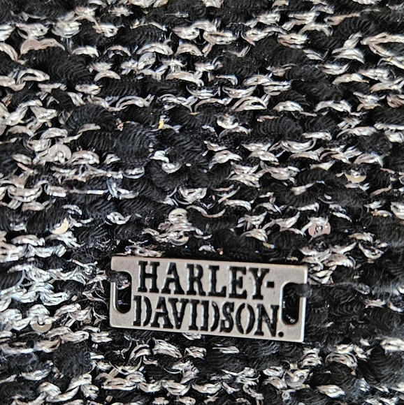 Harley Davidson Size XL Metallic Shimmer Pullover Hooded Sweater Silver Black - Picture 5 of 5